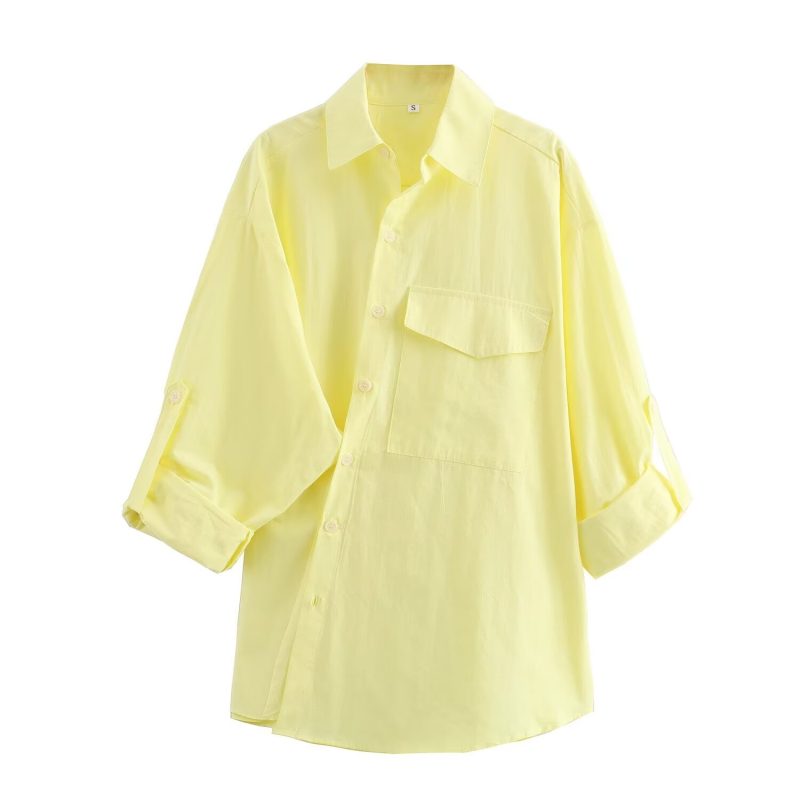 Women's  Diagonal Buckle Tooling Poplin Shirt