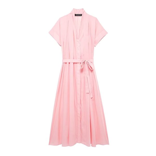 Women's Shirt Series Belt Maxi Dress