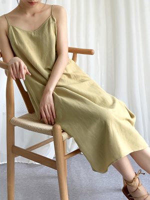 Women's Outdoor All Matching Solid Color Mid Length Dress