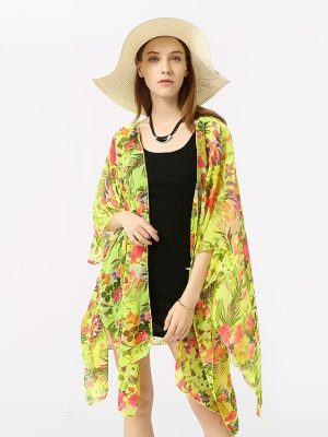 Women's  Printed Floral Sun Protection Shirt Beach Dress Beach Cover Up