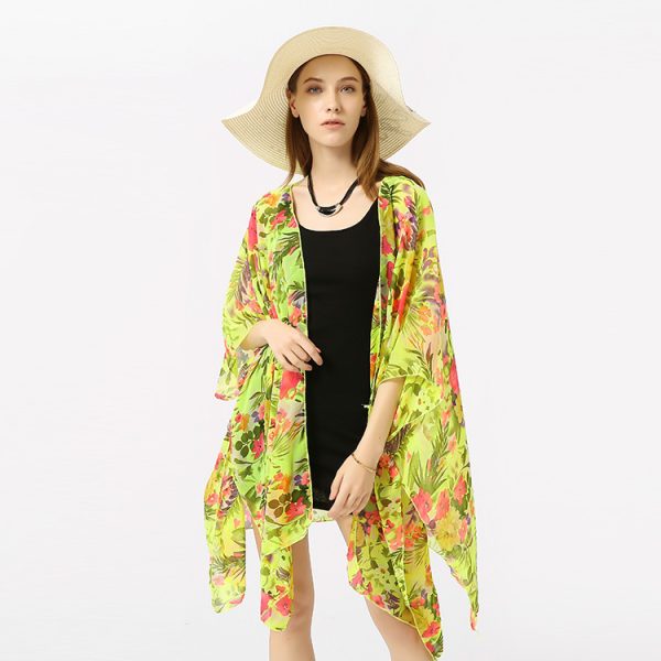 Women's  Printed Floral Sun Protection Shirt Beach Dress Beach Cover Up