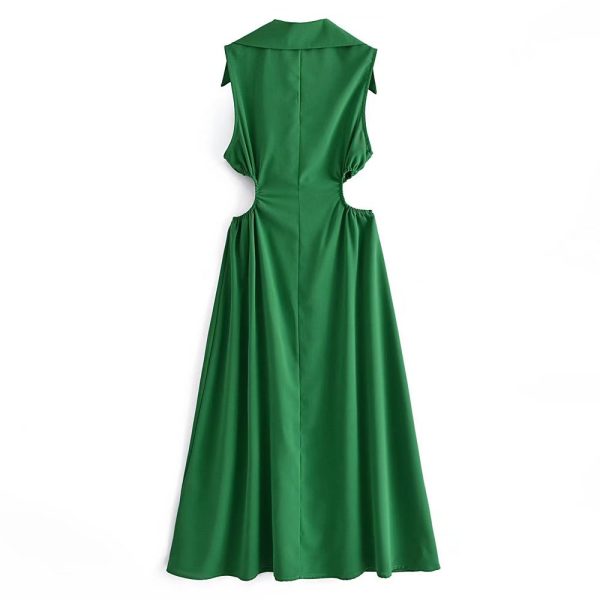 Women's Collared Sleeveless Waist Digging Dress