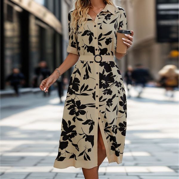 Women's   Shirt Floral Printed Dress