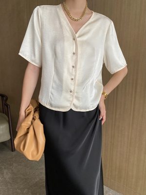 Women's  Office Loose Shirt Short Sleeve