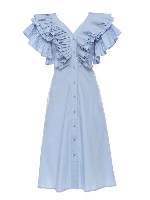 Women's   Pleated V Neck Long Tie Shirt Dress Women