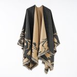 Women's   Loose Shawl Jacquard Split Thickened Warm Split Shawl Popular Cape