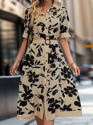 Women's   Shirt Floral Printed Dress