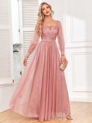 Women's Dress Shiny Tulle  Wedding Maxi Dress