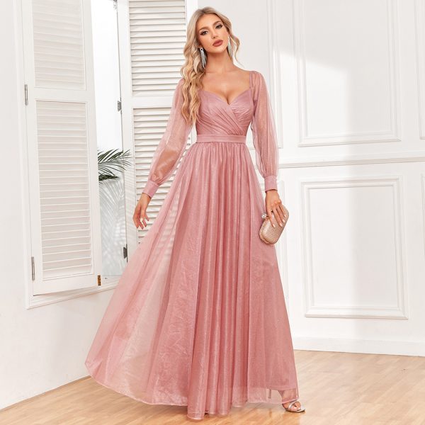 Women's Dress Shiny Tulle  Wedding Maxi Dress