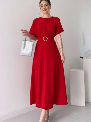 Women's  Drawstring Dress Long Dress