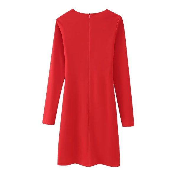 Women's Clothing Hollowed Heart Shape Slim Fit Long Sleeve Narrow Dress