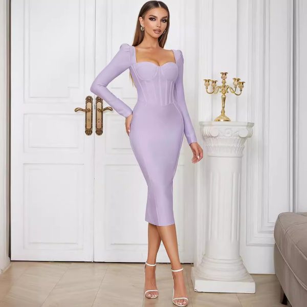 Women's Length Slim Front Slit Dinner Dress