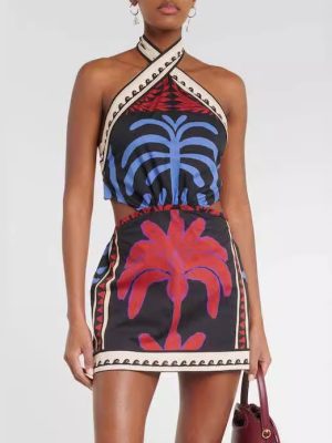 Women's Sexy Halter Positioning Print Holiday Beach Dress