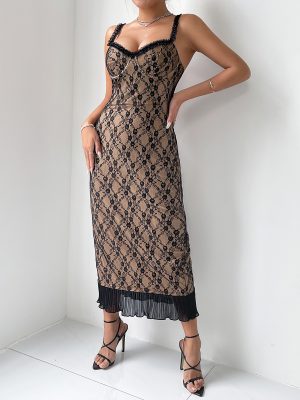 Women's Travel Comfortable Breathable Lace Long Lace Sexy Sling Dress Women