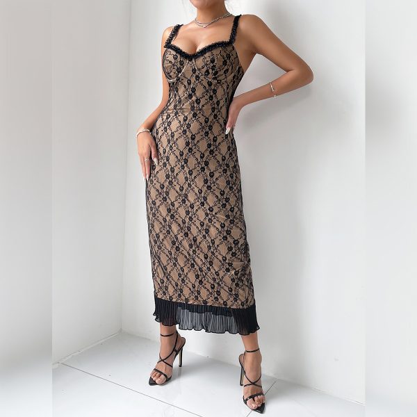 Women's Travel Comfortable Breathable Lace Long Lace Sexy Sling Dress Women