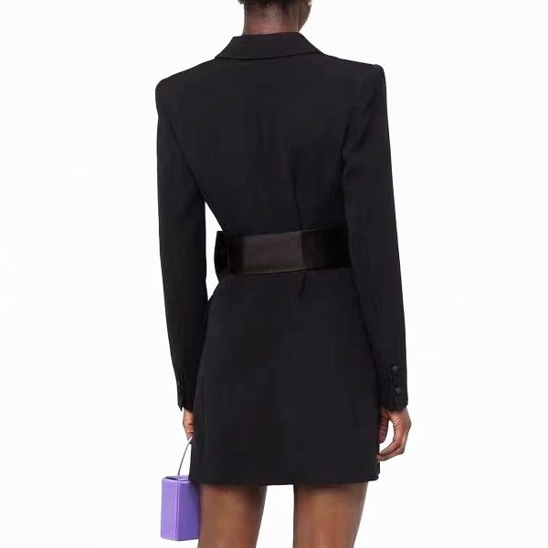 Women's High Bow Belt Long Sleeve Slim Office Women Business Dress