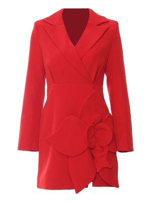 Women's Summer Office Floral Three Dimensional Shape Mid Length Blazer Dress Coat for Women