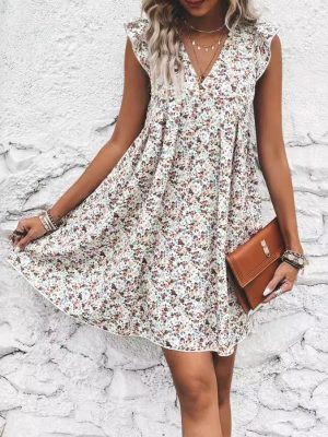 Women's Small Sling Summer Floral Comfortable off Shoulder Dress