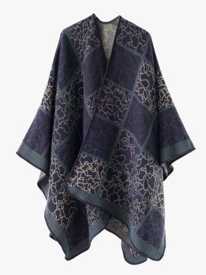 Women's  Shawl All Matching Thickened Wool Plush Cloak Gingham Check Warm Shawl