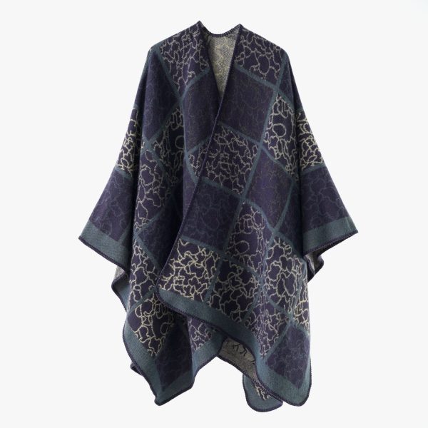 Women's  Shawl All Matching Thickened Wool Plush Cloak Gingham Check Warm Shawl