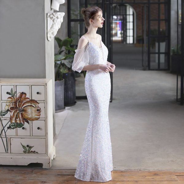 Women's Fit Fishtail Wedding Car Model Exhibition Dress