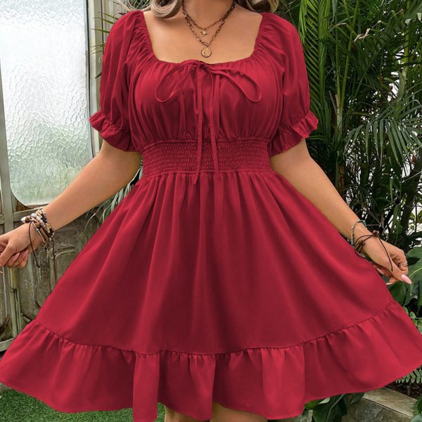 Women's Plus Size Women Fresh Sweet Wine Red Dress