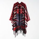 Women's  Nepal Ethnic Slit Scarf Cashmere Tassel Cape Autumn Winter Women