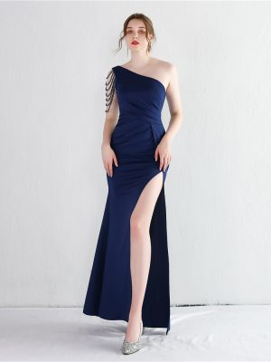 Women's Shoulder Debutante Gala Dinner Slim Fit Fishtail Dress