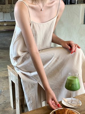 Women's Tied Backless Midi Dress Casual Home wear