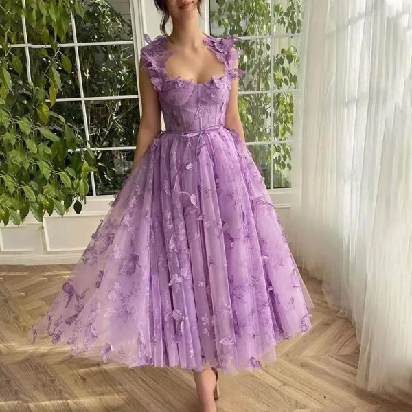 Women's Wedding Dress Tulle Spaghetti Straps Sleeveless High Slit Bridal Party Beach Dress