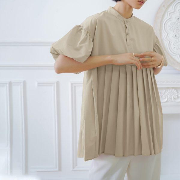 Women's  Shirt Lantern Sleeve Pleated Cute Top