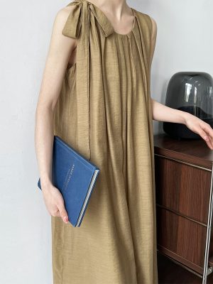 Women's Pleated Sleeveless A Line Dress Thin High Grade Vest Dress Vacation Dress