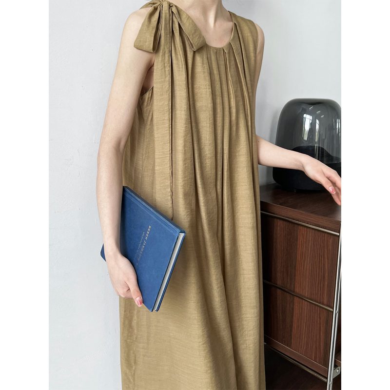 Women's Pleated Sleeveless A Line Dress Thin High Grade Vest Dress Vacation Dress