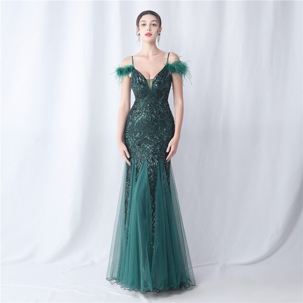 Women's Sequin Annual Meeting Wedding Evening Dress