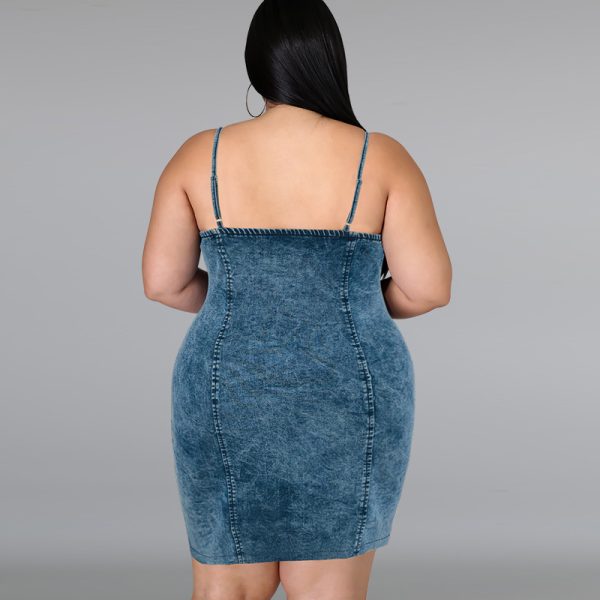 Women's  Clothing Denim Sleeveless Collarless Sling Short Shipment Dress