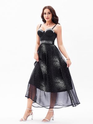 Women's Beautifying Underwear One Piece Boning Corset Dress Beaded Polka Dot Blooming A Line Dress