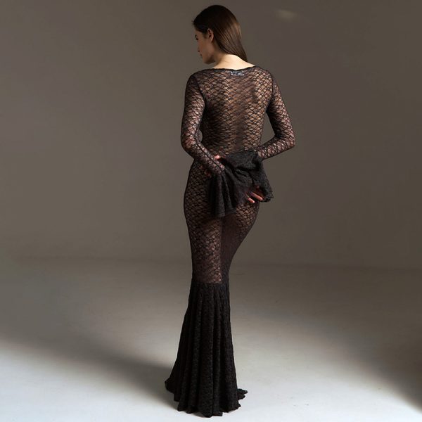 Women's  Summer Sexy See through Lace round Neck Tight Lace Fishtail Length Dress