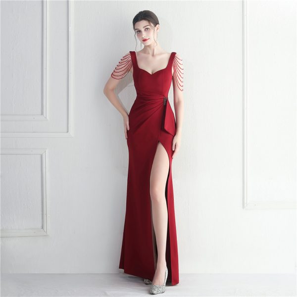 Women's  Performance Wedding Long Slit Evening Dress