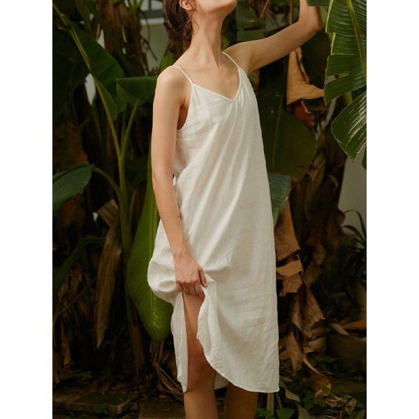 Women's Cotton Linen Home Nightdress Vest Dress