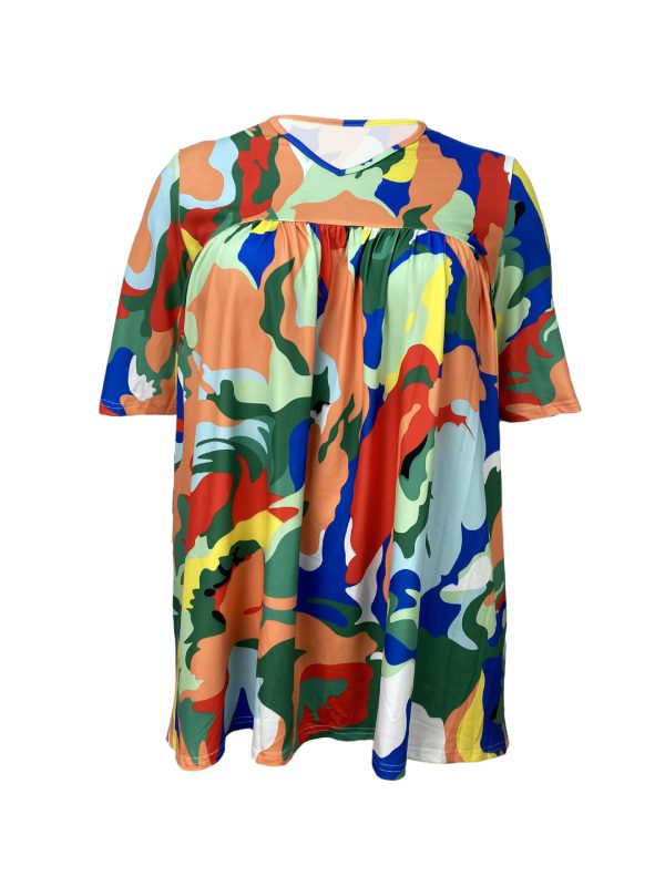 Women's Plus Size  Summer Short Sleeve Loose Dress