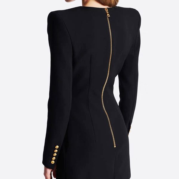 Women's V neck Slim Fit Slimming Three Button Long Sleeved Dress Coat for Women