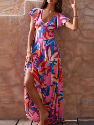 Women's  Clothing Summer Slimming Printed Dress