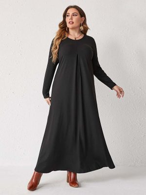 Women's Clothes Casual Simple Dress Autumn Winter Loose Ankle Length Dress