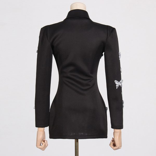 Women's Butterfly Stitching Slim Fit Slimming Long Sleeves Short Dress Women